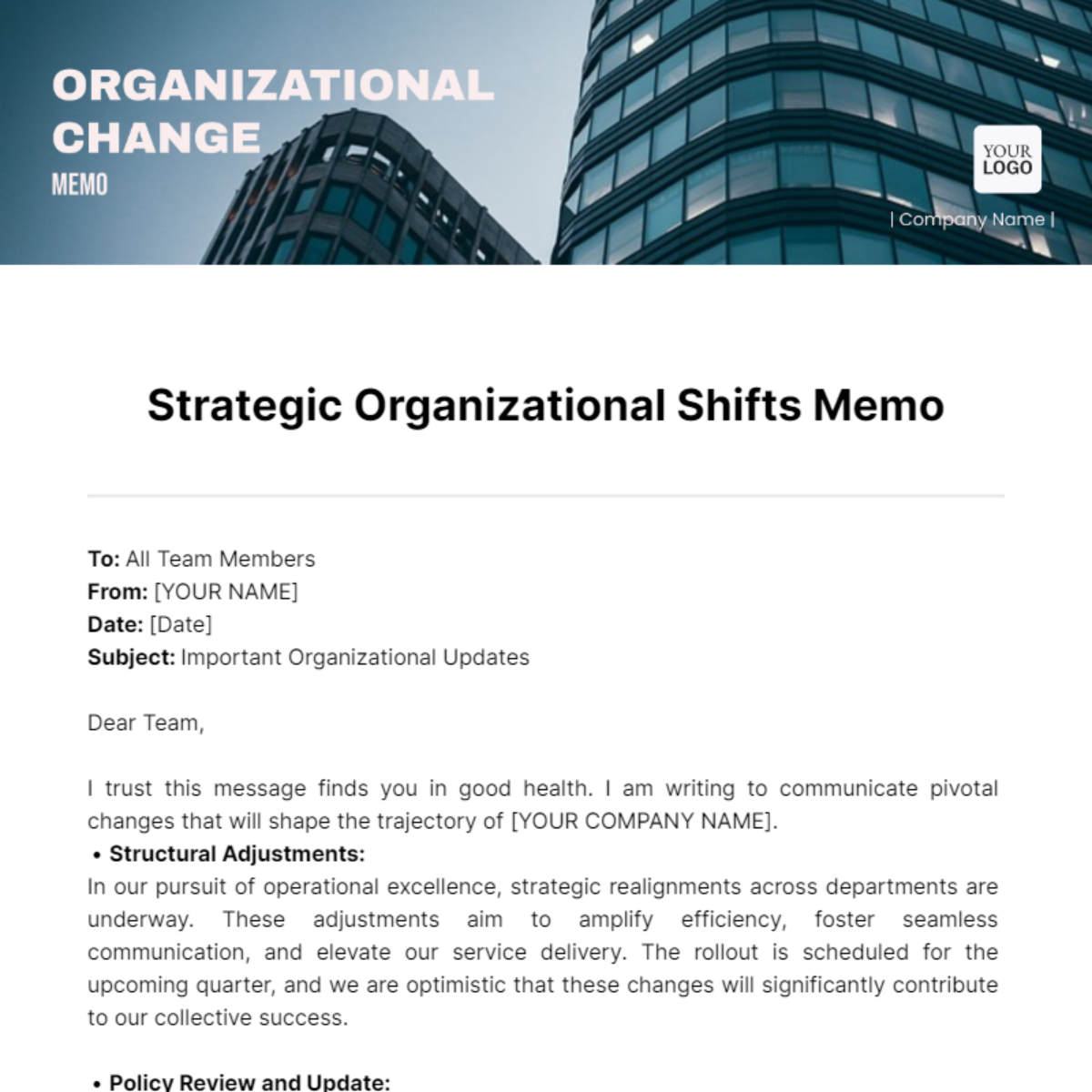 Organizational Change Memo Template - Edit Online & Download