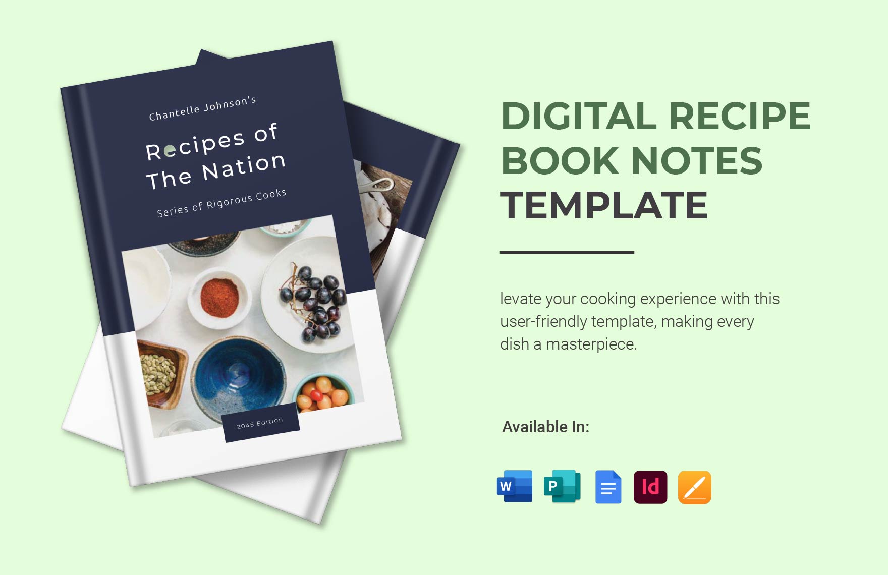 Digital Recipe Book Notes Template in Word, Google Docs, Apple Pages, Publisher, InDesign