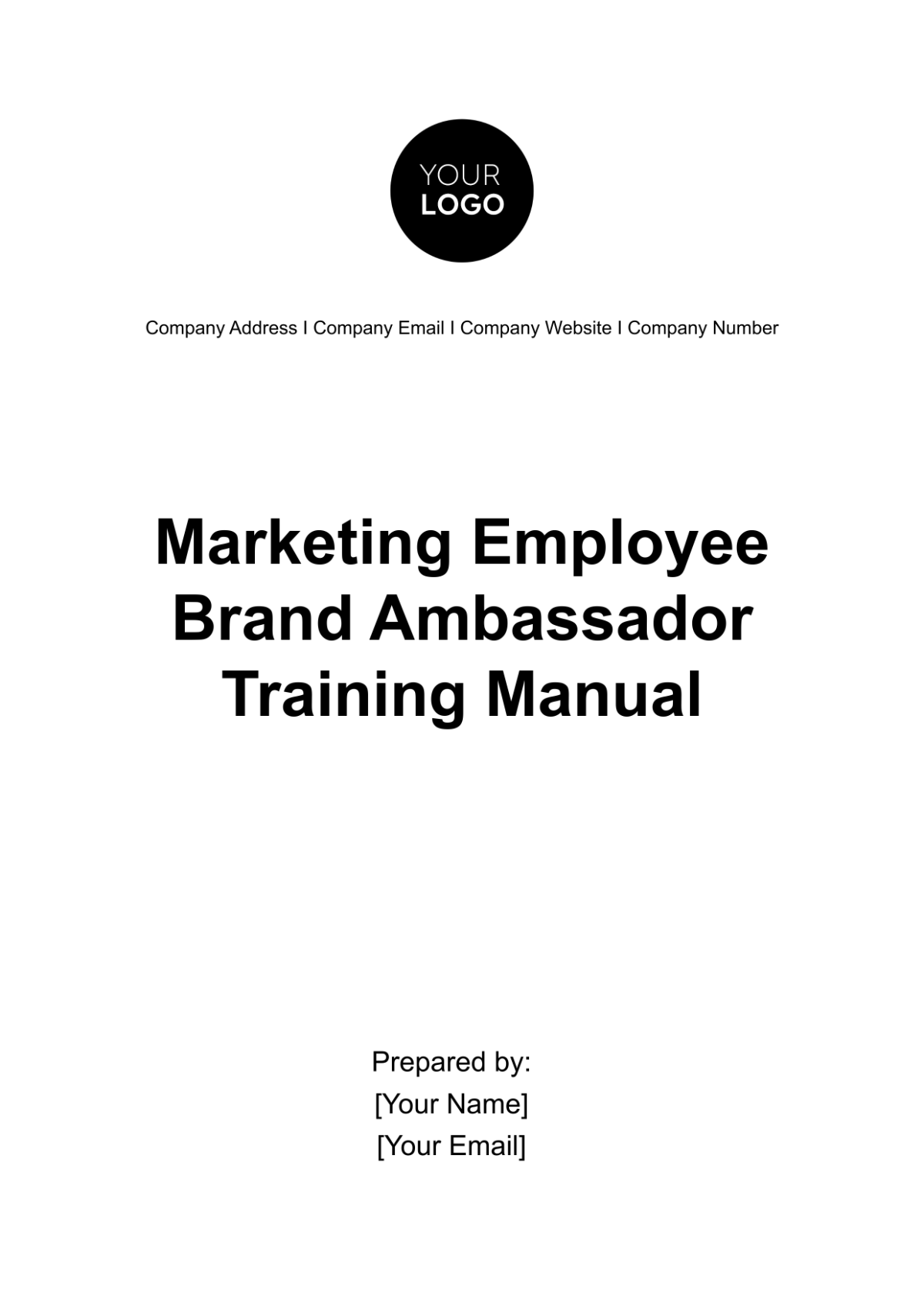 Marketing Employee Brand Ambassador Training Manual Template