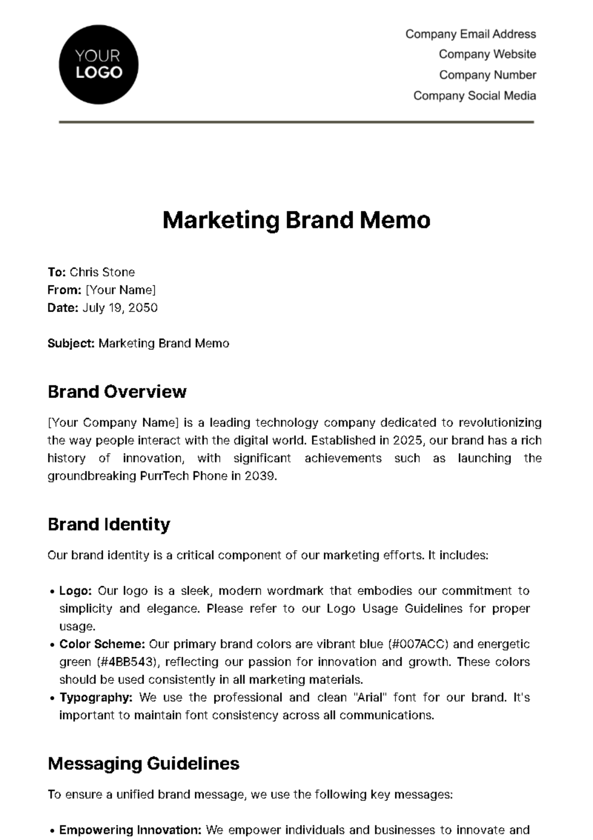 Marketing Brand Memo Template