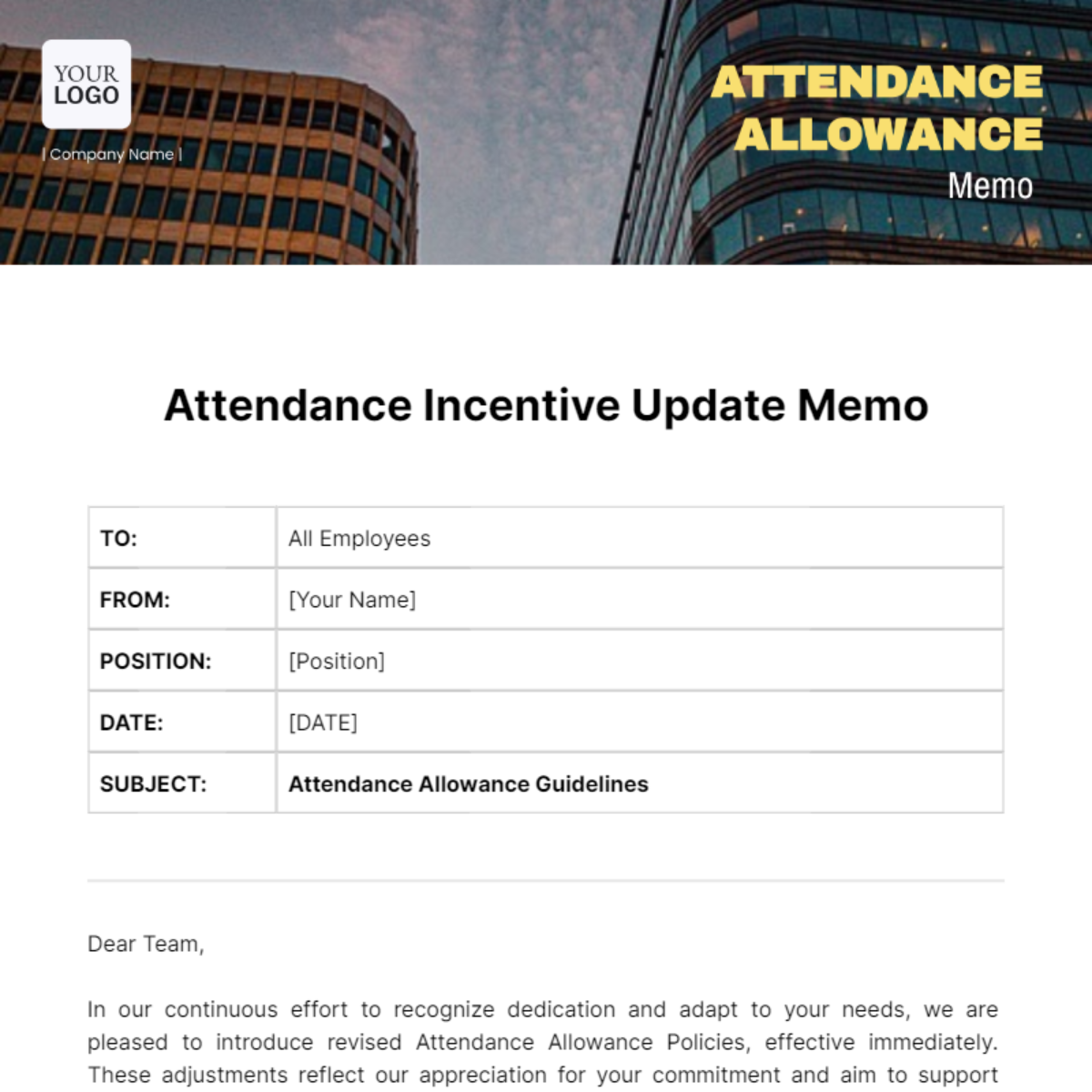 Attendance Allowance Memo Template - Edit Online & Download