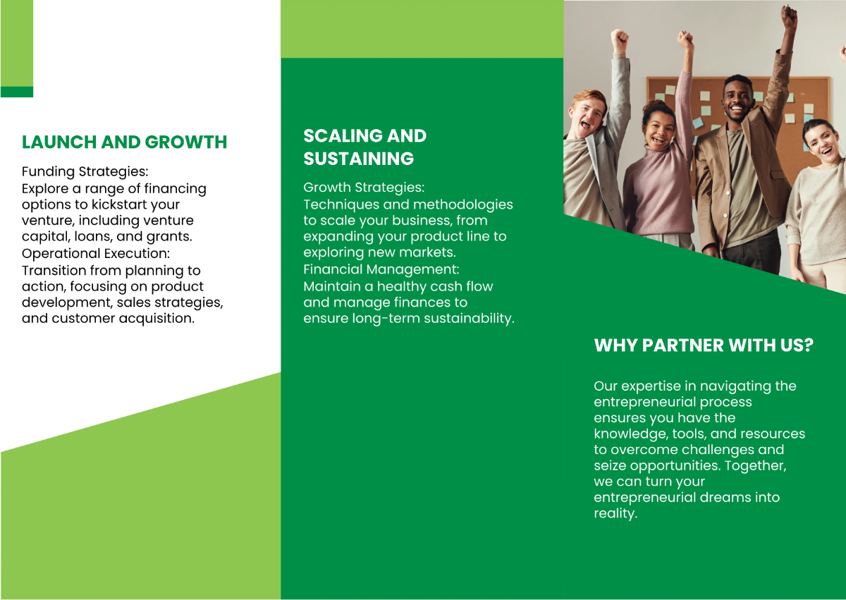 Free Entrepreneurial Journey Overview Brochure Template to Edit Online