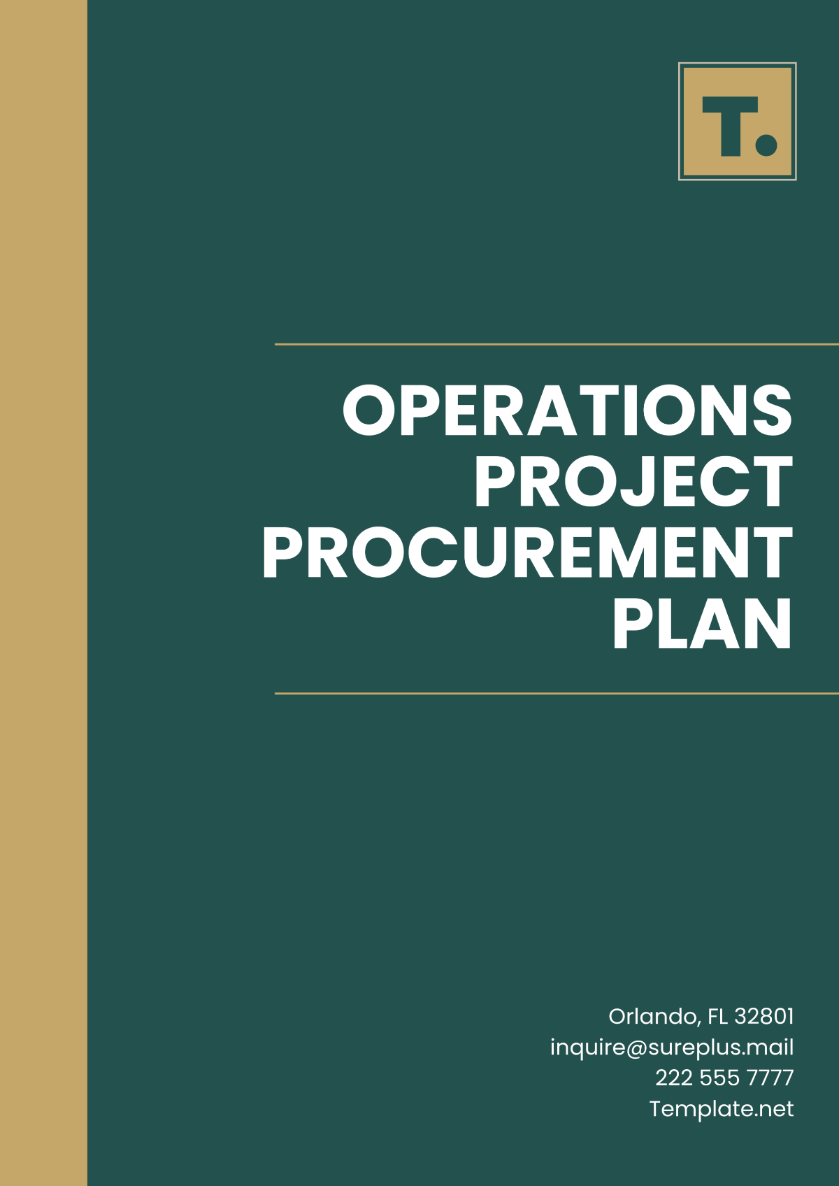 Operations Project Procurement Plan Template