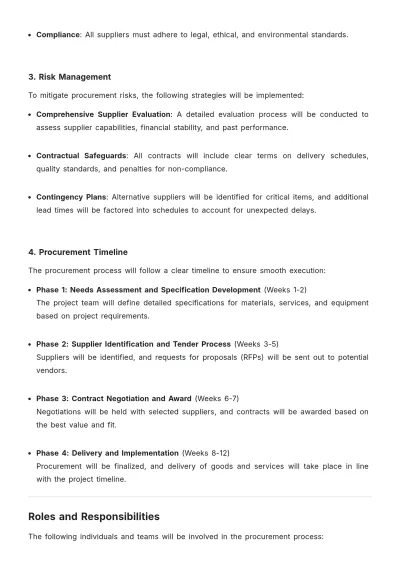 Free Operations Project Procurement Plan Template to Edit Online