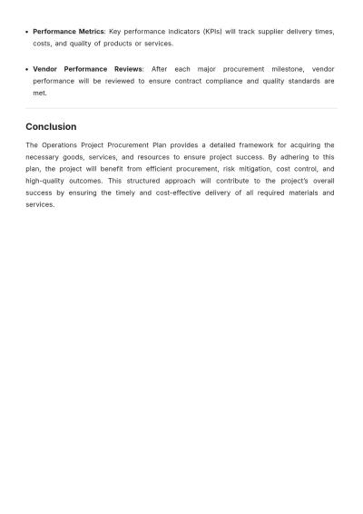 Free Operations Project Procurement Plan Template to Edit Online