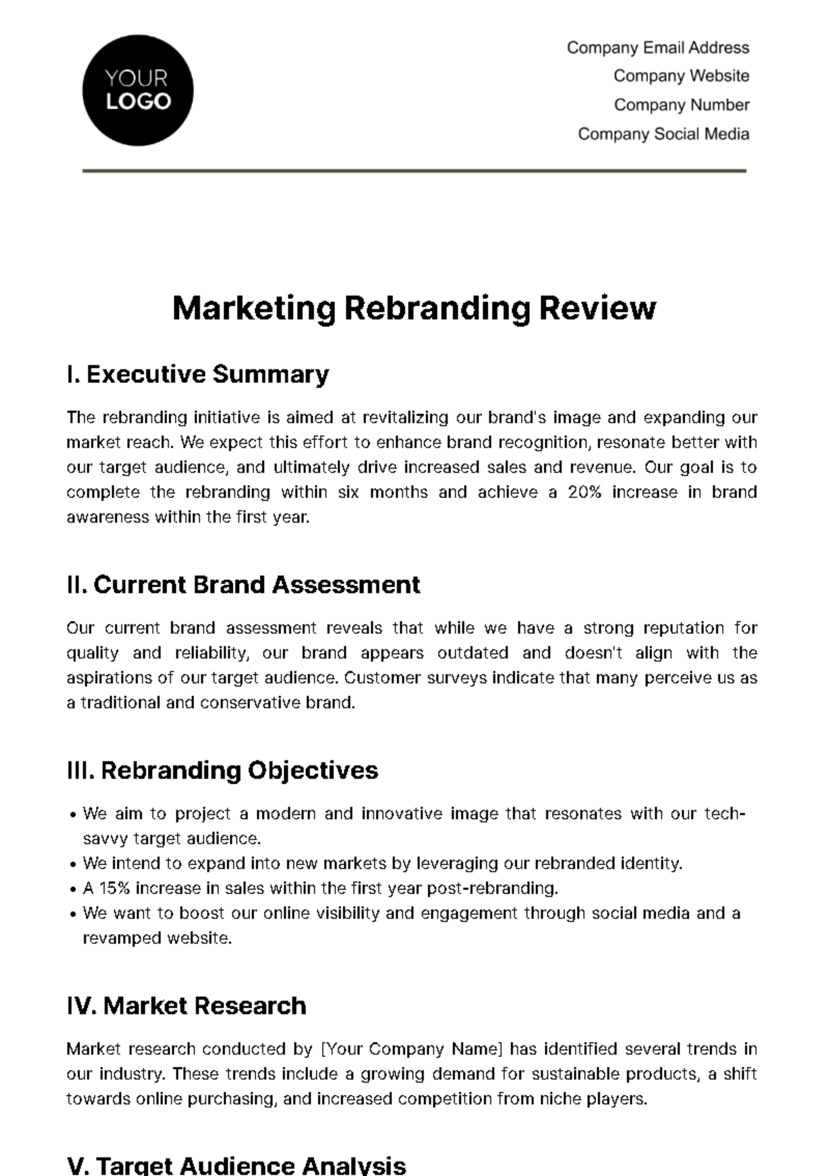Marketing Rebranding Review Template