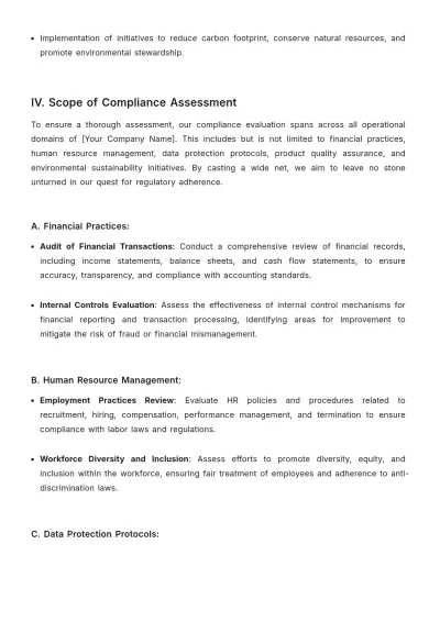 Free Operations Compliance Report Template to Edit Online