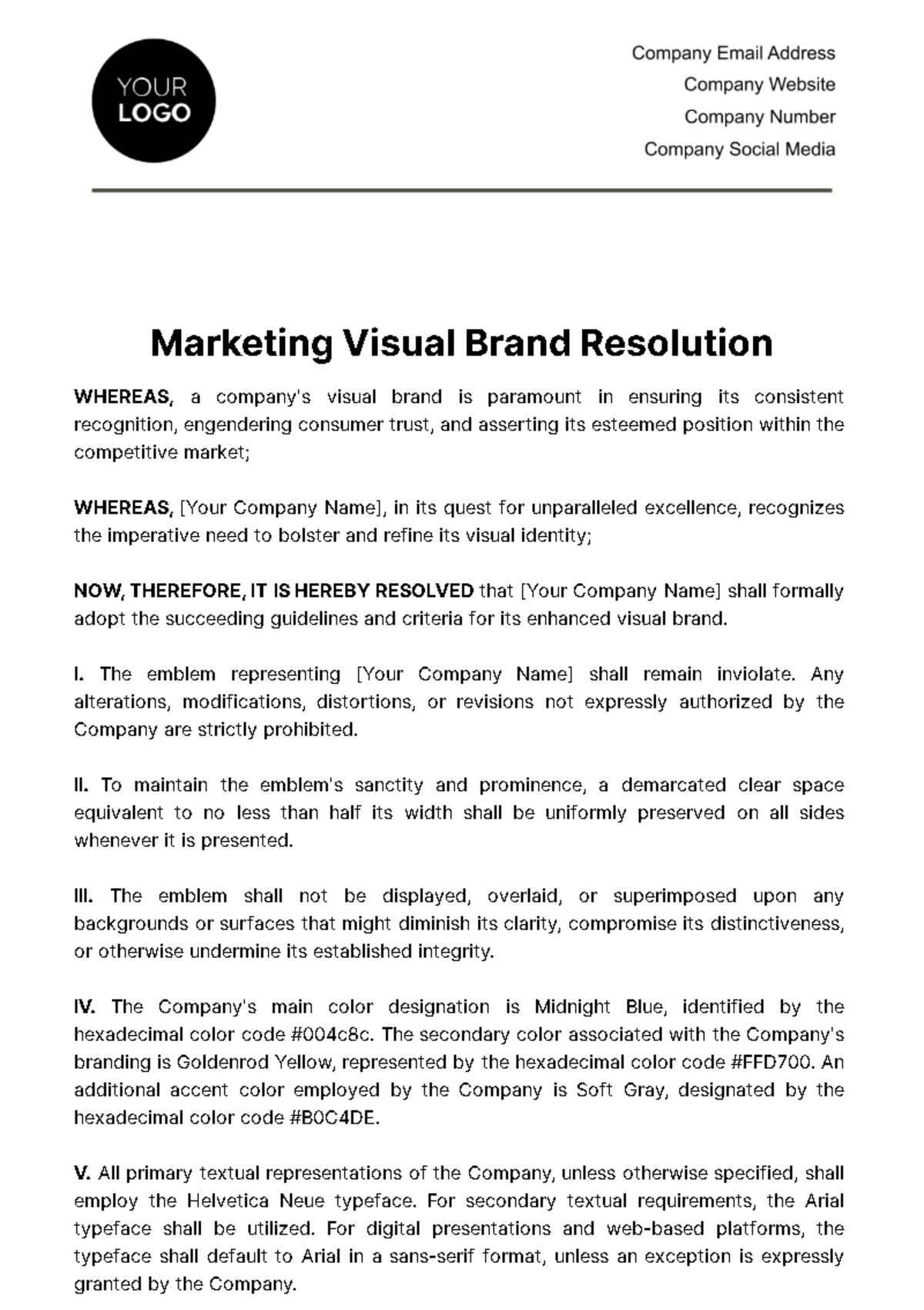 Marketing Visual Brand Resolution Template