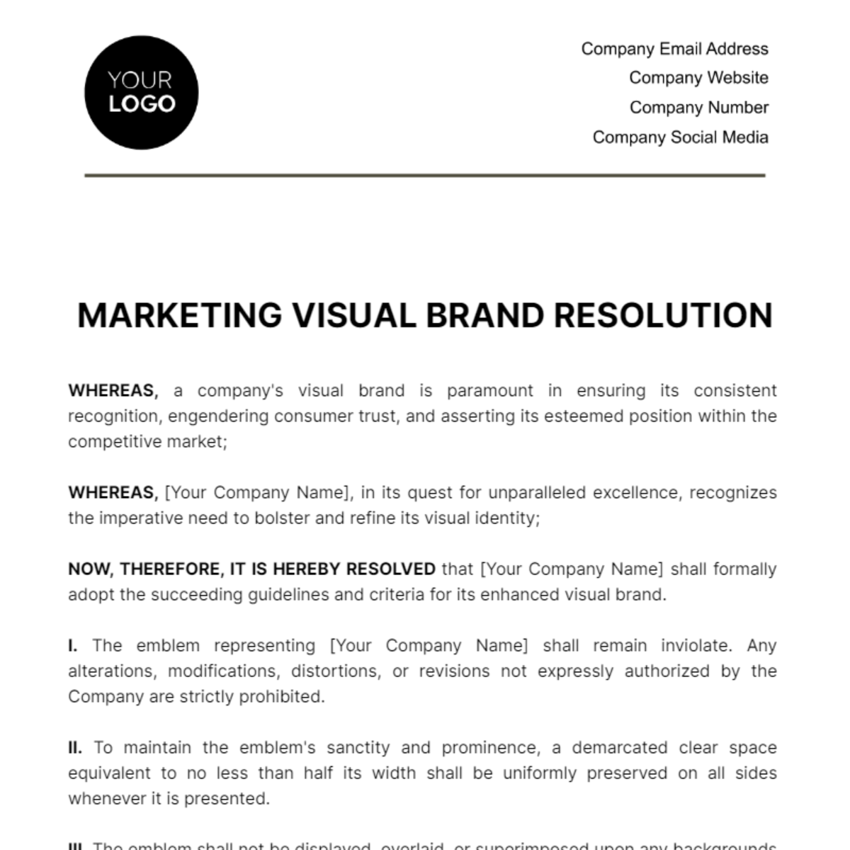 Marketing Visual Brand Resolution Template