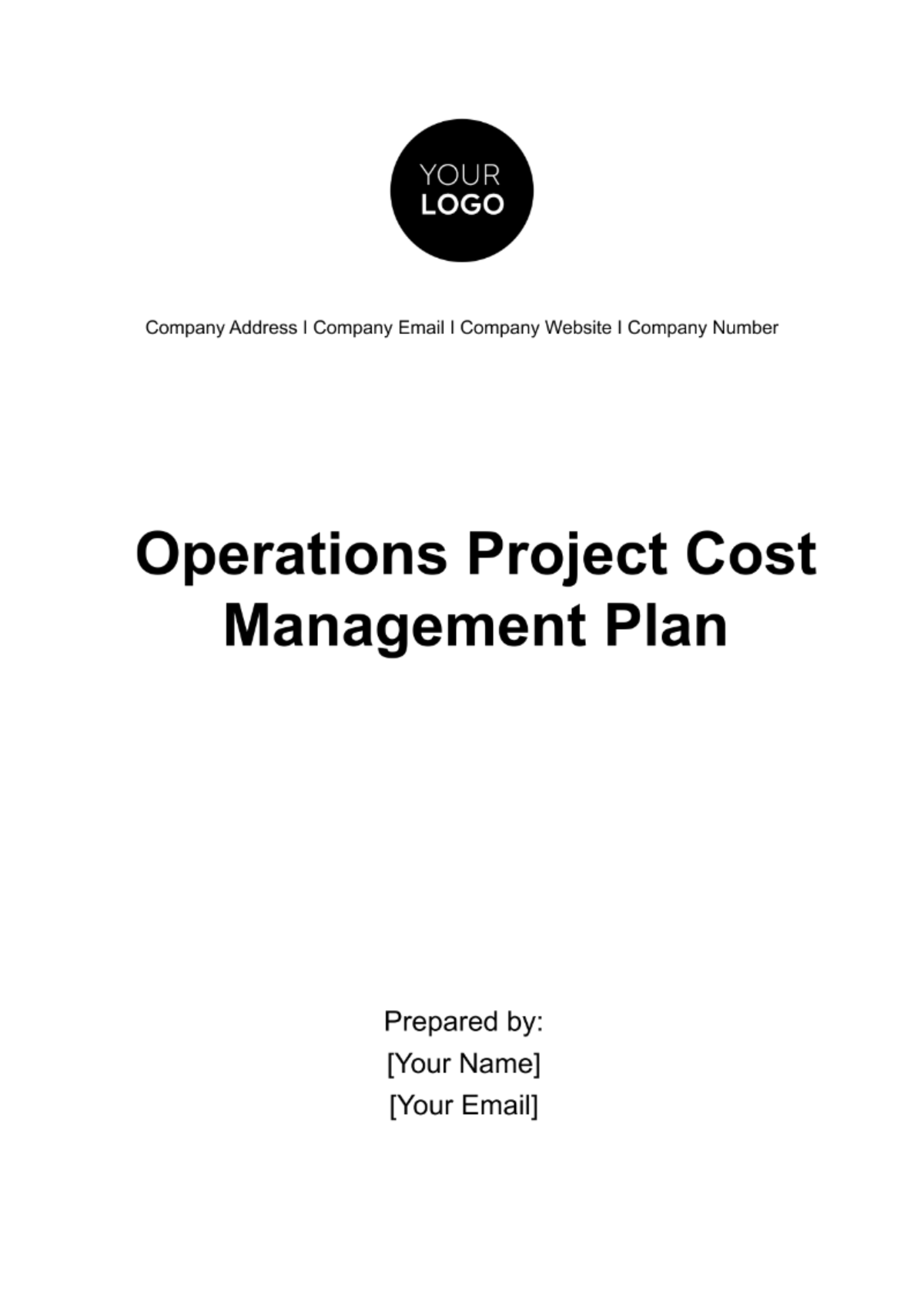 Operations Project Cost Management Plan Template