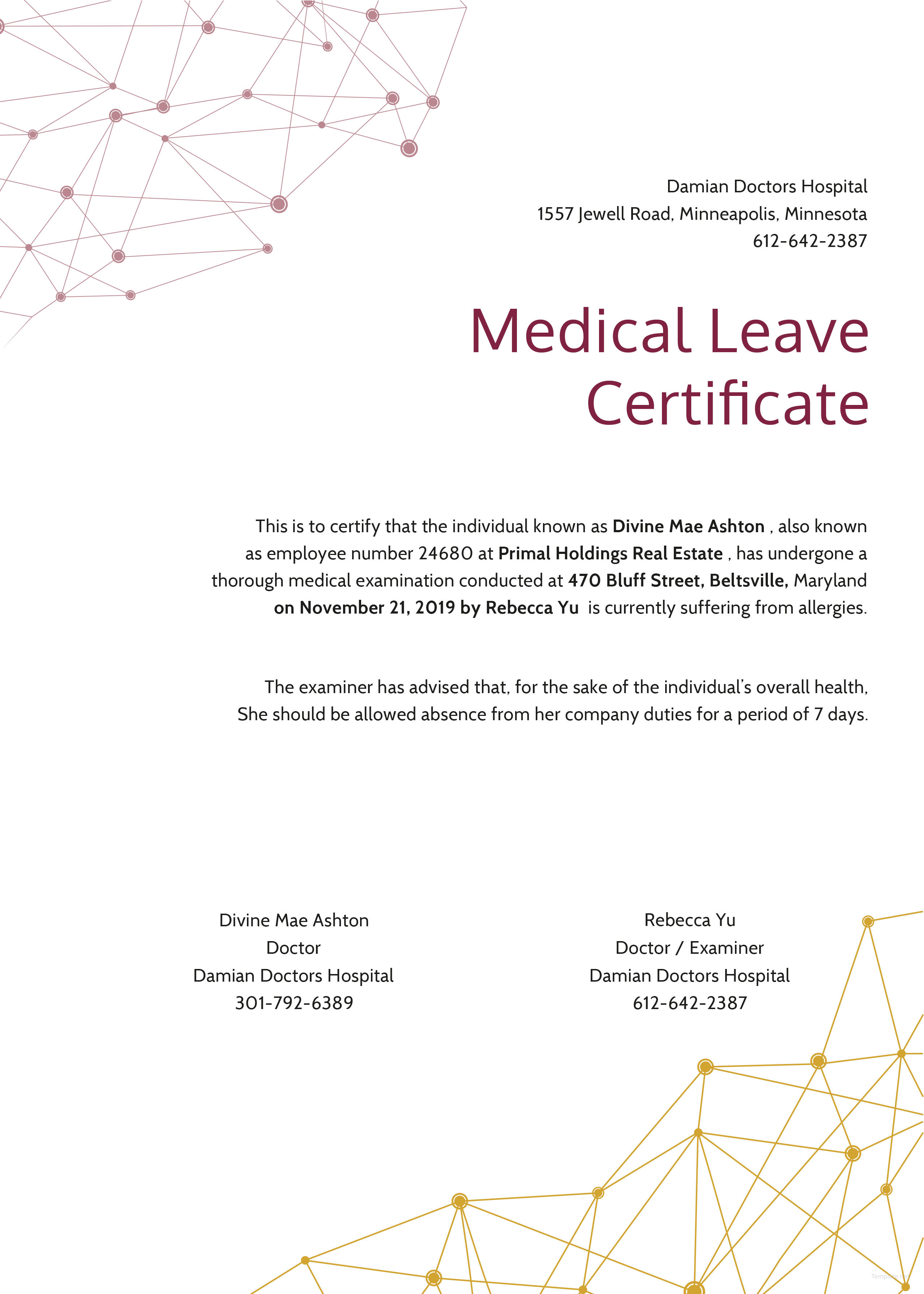 Medical Certificate For Leave Format