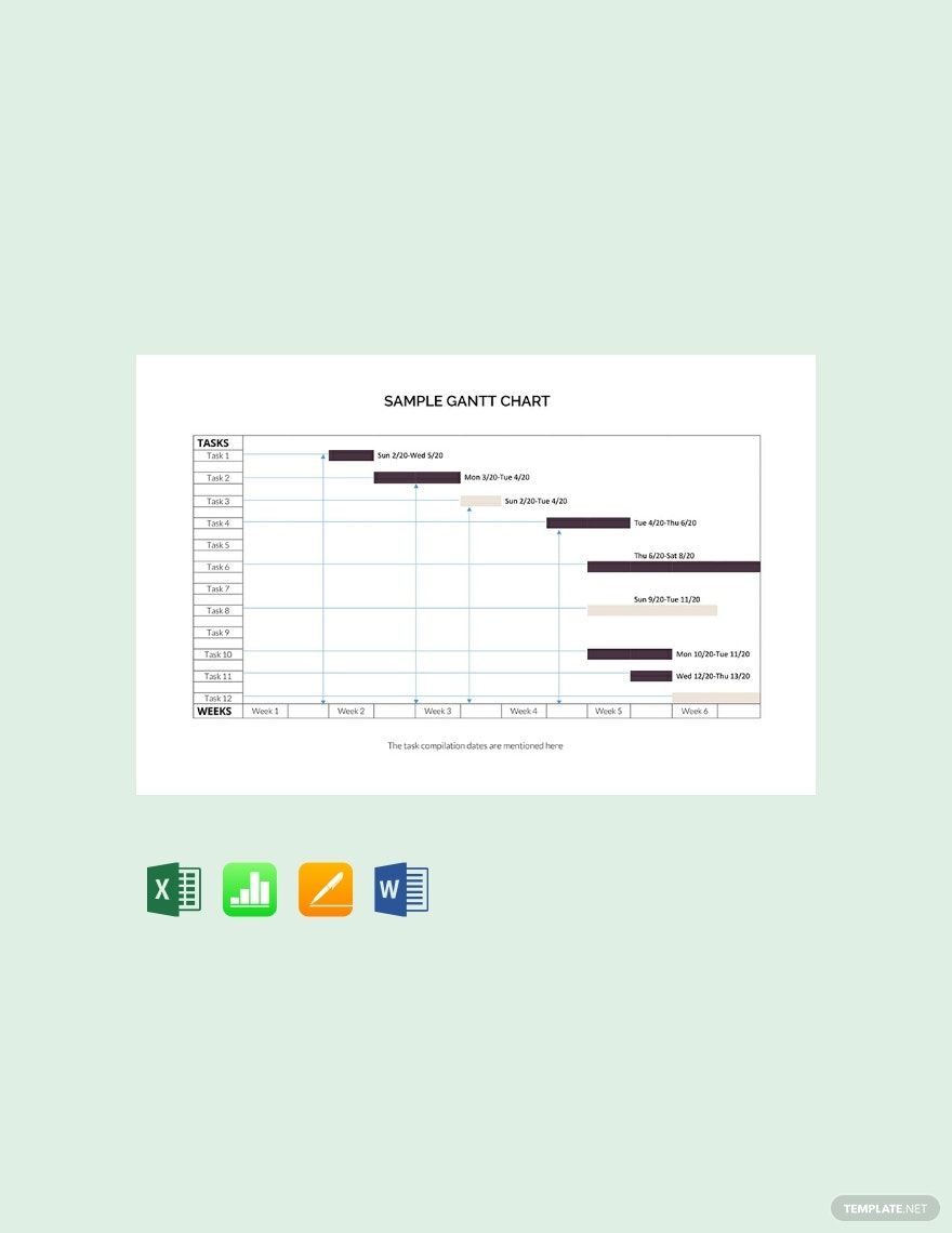 Sample Gantt Chart Template in Excel, Apple Numbers, Pages, Word, Google Sheets - Download | Template.net