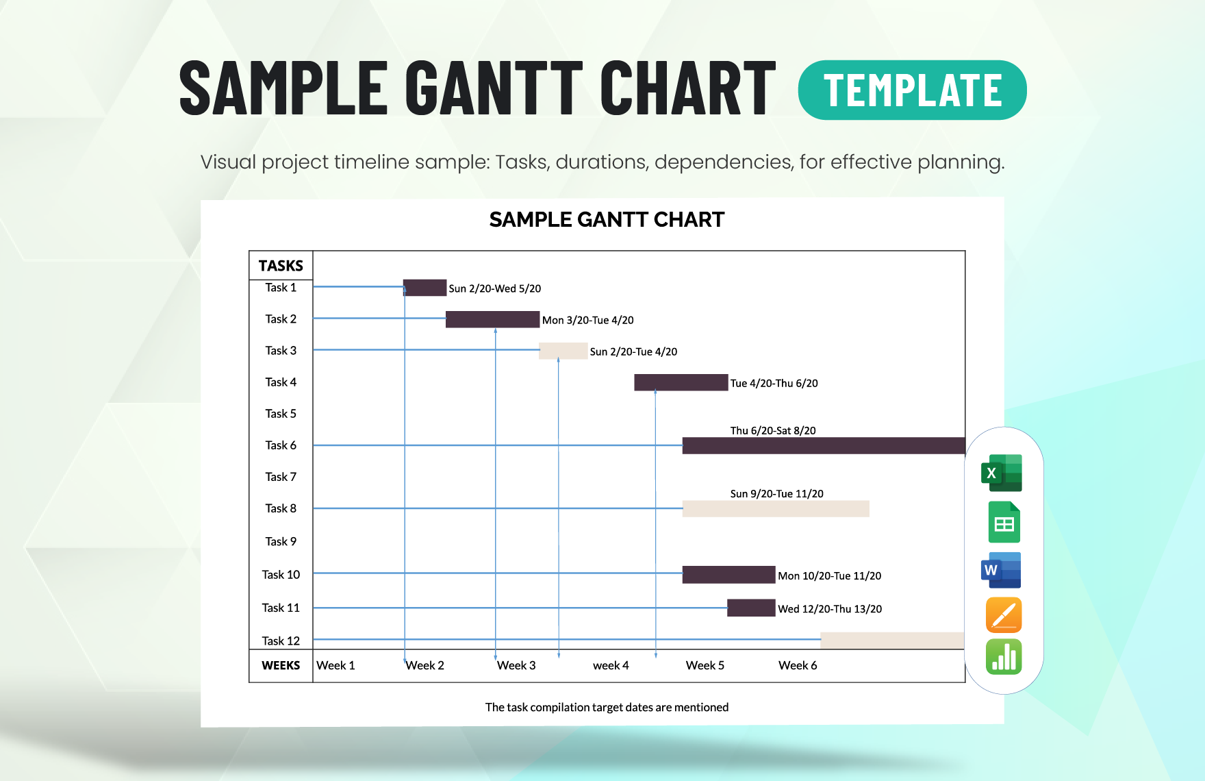 Sample Gantt Chart Template in Word, Excel, Google Sheets, Apple Pages, Apple Numbers