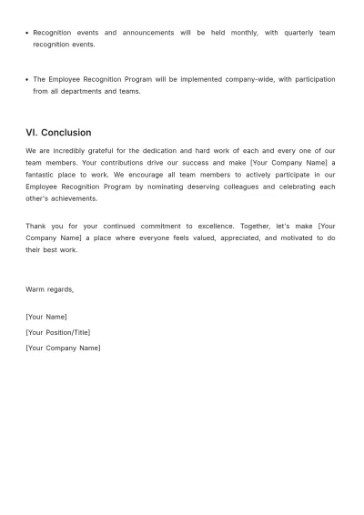 Free Startup Employee Recognition Program Announcement Template to Edit Online