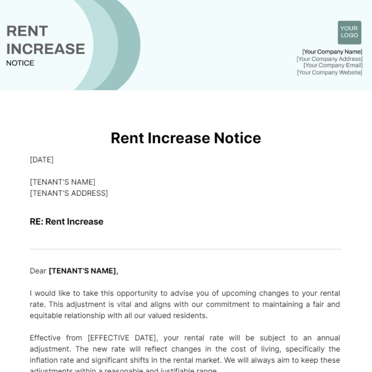 Rent Increase Notice Template