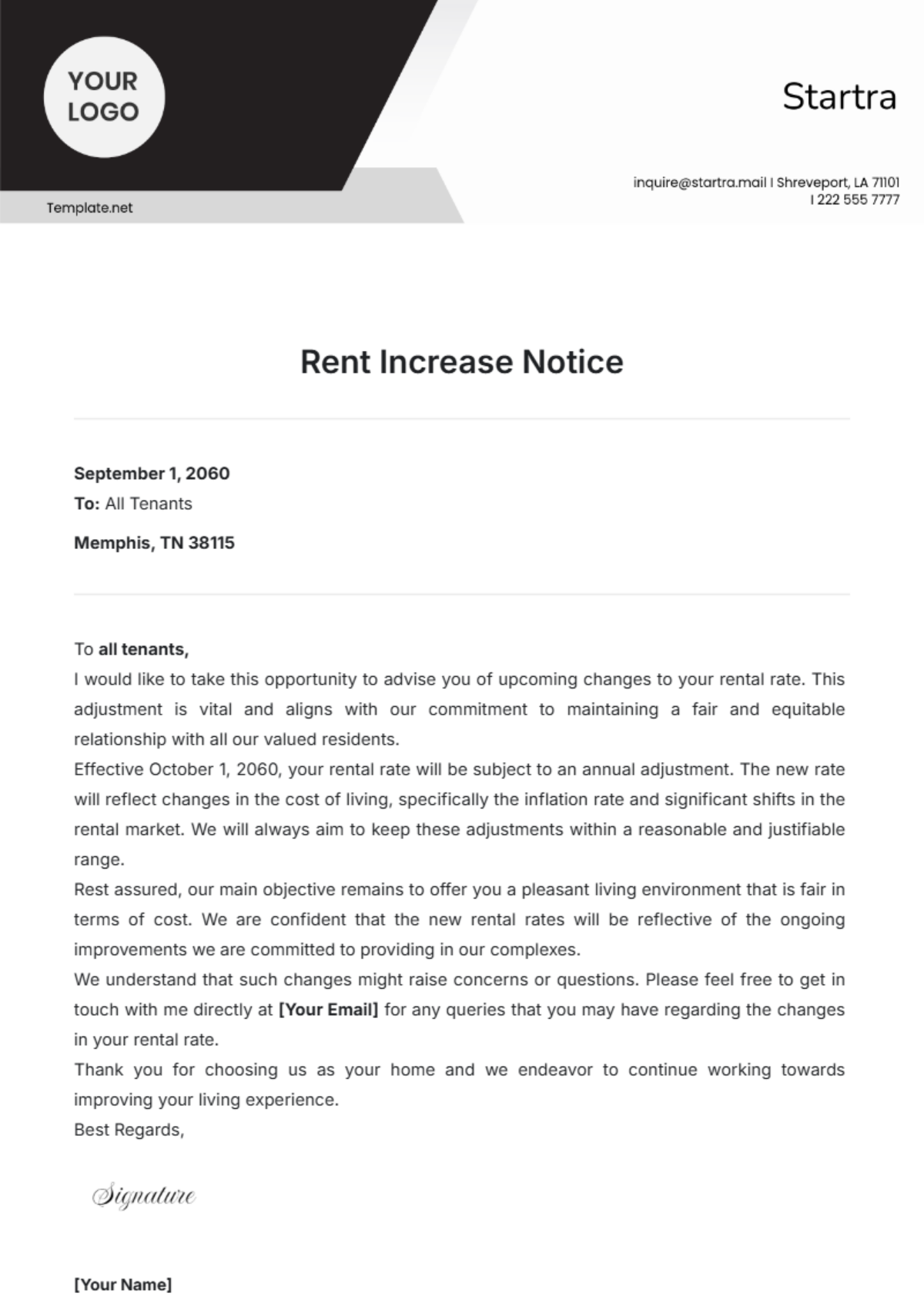 Rent Increase Notice Template - Edit Online & Download