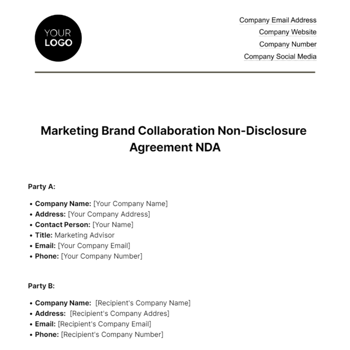 Marketing Brand Collaboration NDA Template