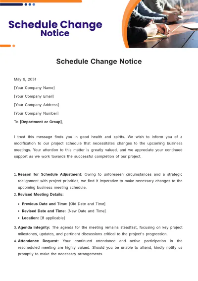 Free Schedule Change Notice Template to Edit Online
