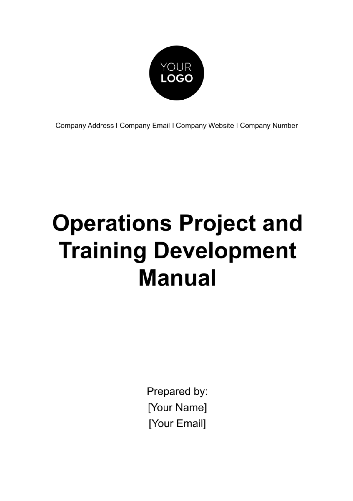 Operations Project Training and Development Manual Template - Edit Online & Download