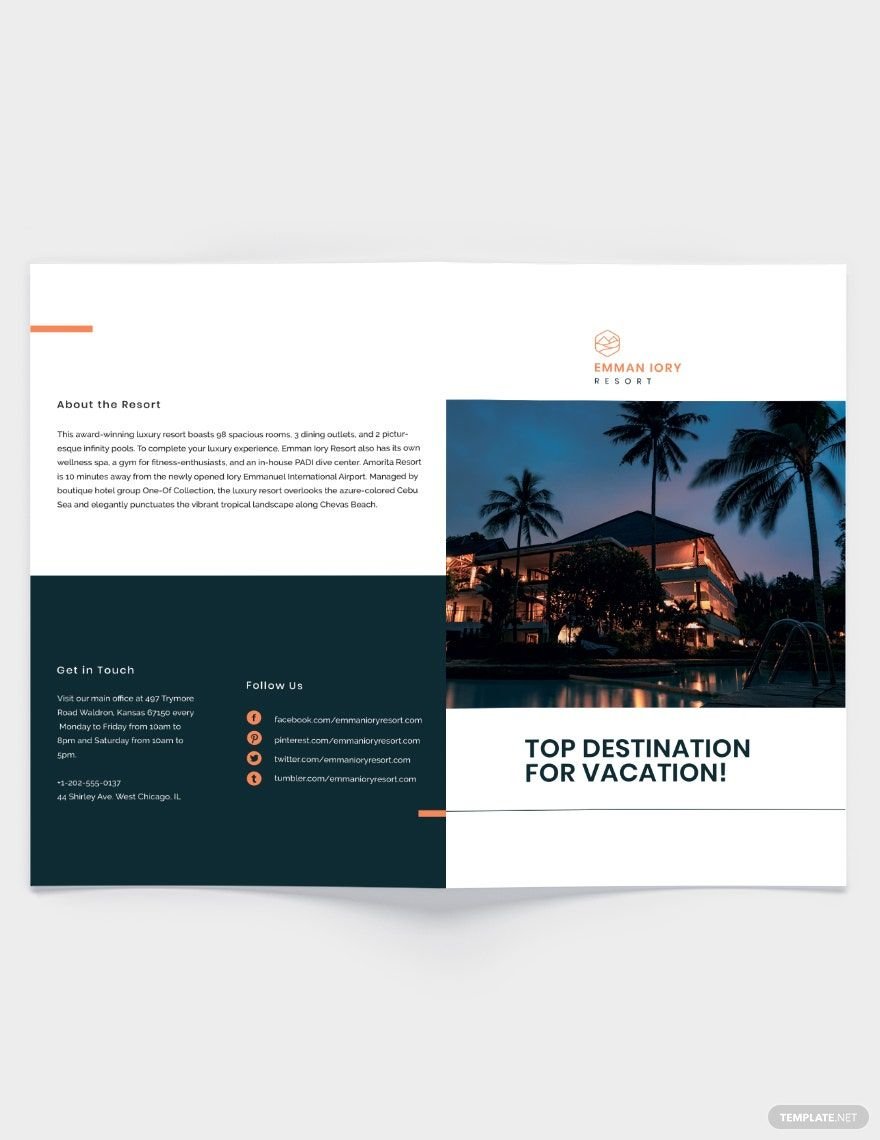 Luxury Resort Bi-fold Brochure Template