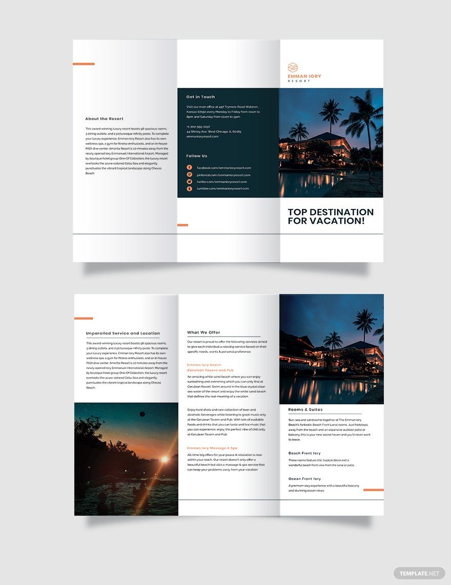 Luxury Resort Tri-fold Brochure Template