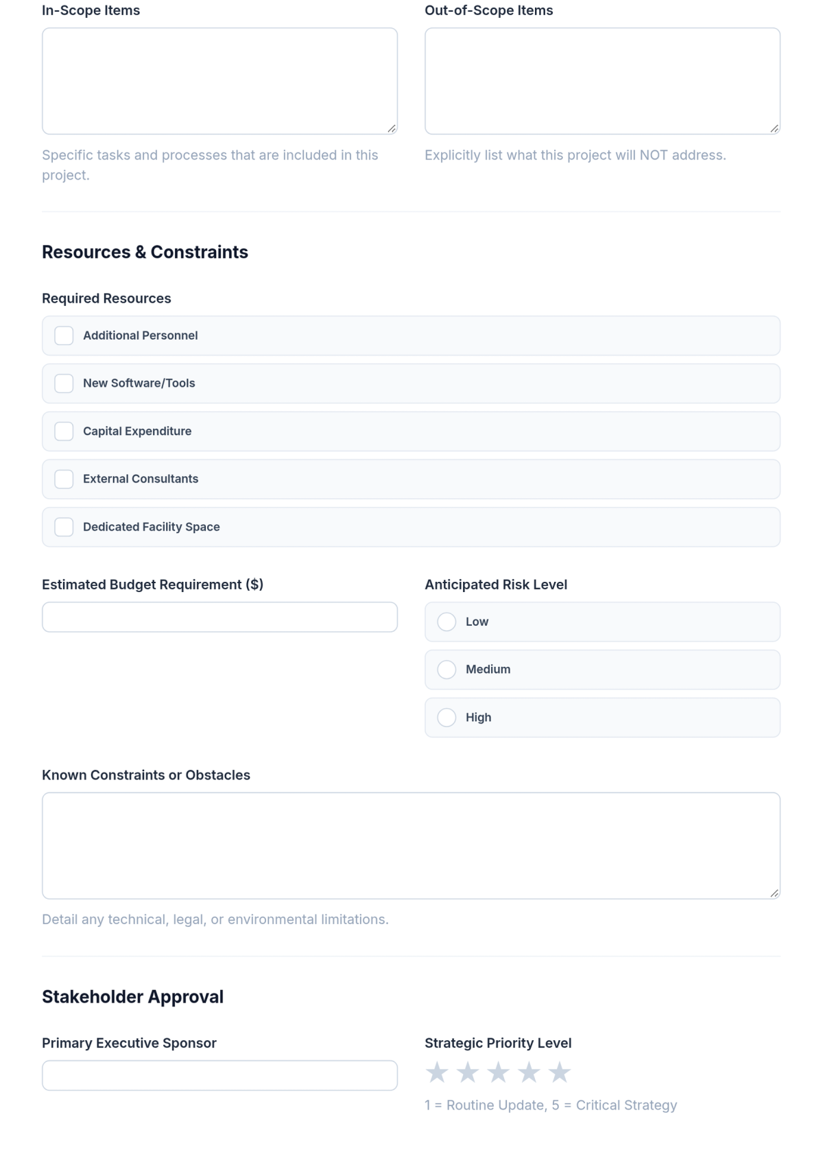 Free Operations Project Scope Assessment Form Template & AI Maker Free Operations Project Scope Assessment Form Template & AI Maker
