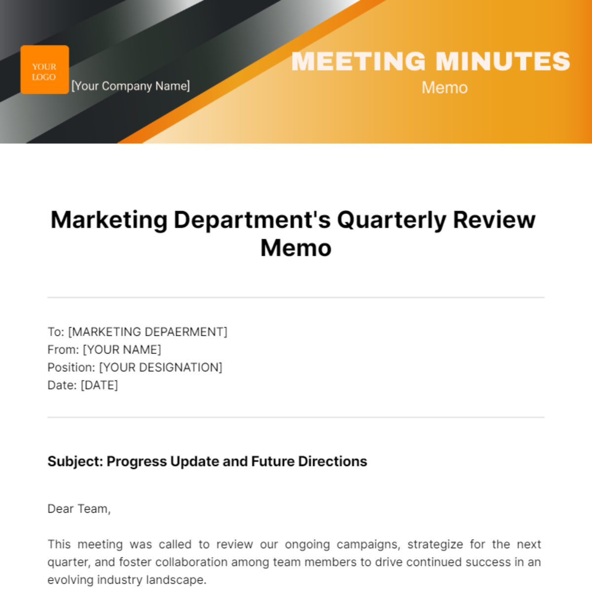 Meeting Minutes Memo Template - Edit Online & Download