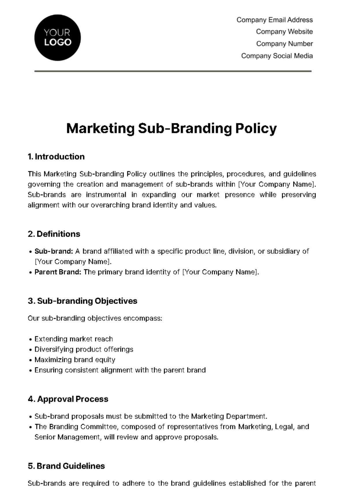 Marketing Sub-branding Policy Template