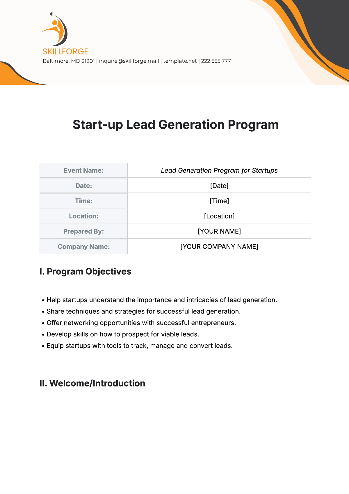 Startup Lead Generation Program Template - Edit Online & Download