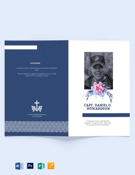 Navy Honors Funeral Memorial Bi-Fold Brochure Template ...