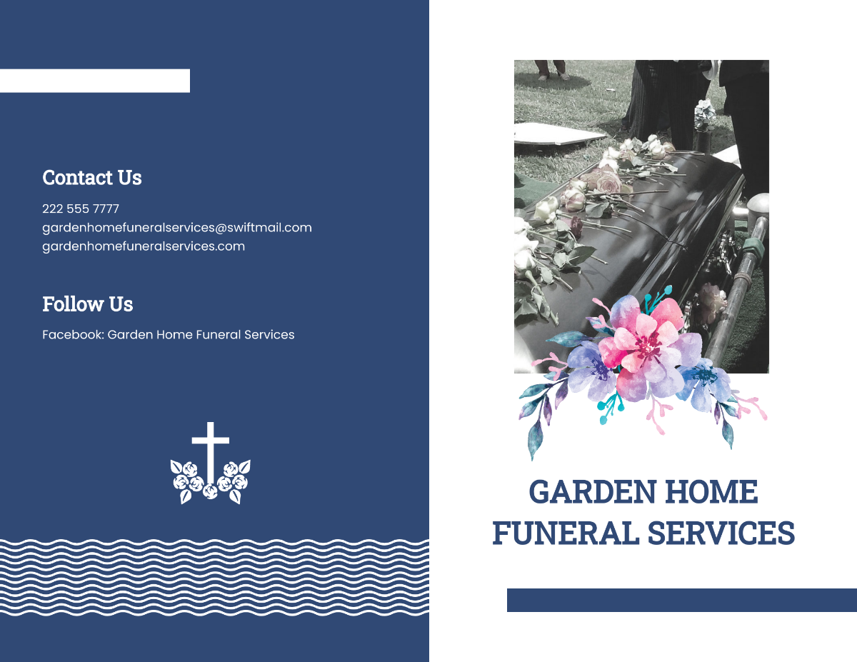 Navy Honors Funeral Memorial Bi-Fold Brochure Template