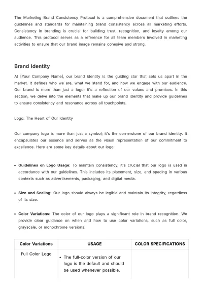 Free Marketing Brand Consistency Protocol Template to Edit Online
