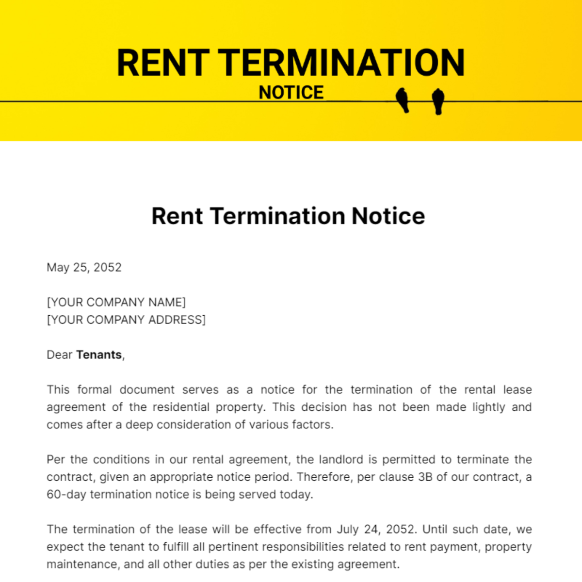 Rent Termination Notice Template - Edit Online & Download