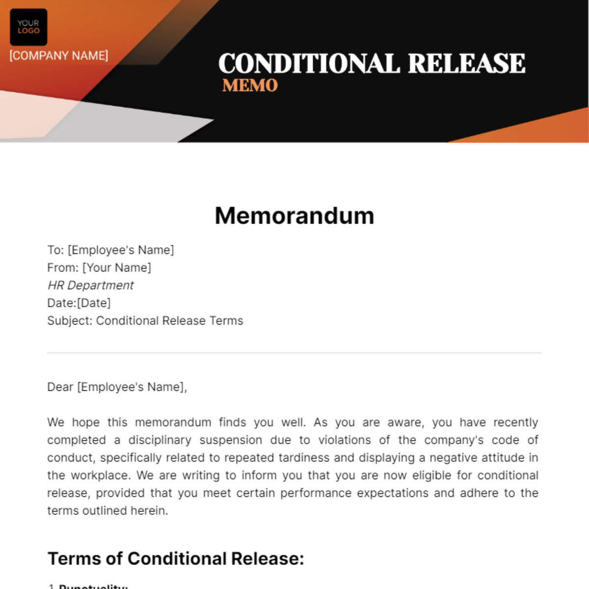 Conditional Release Memo Template - Edit Online & Download