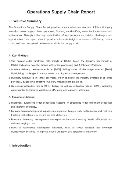 Free Operations Supply Chain Report Template to Edit Online
