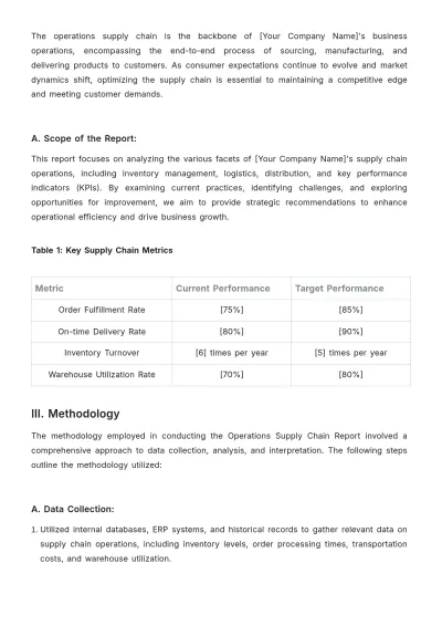 Free Operations Supply Chain Report Template to Edit Online