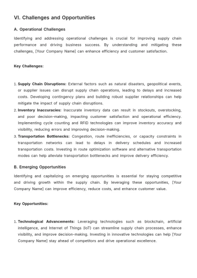 Free Operations Supply Chain Report Template to Edit Online