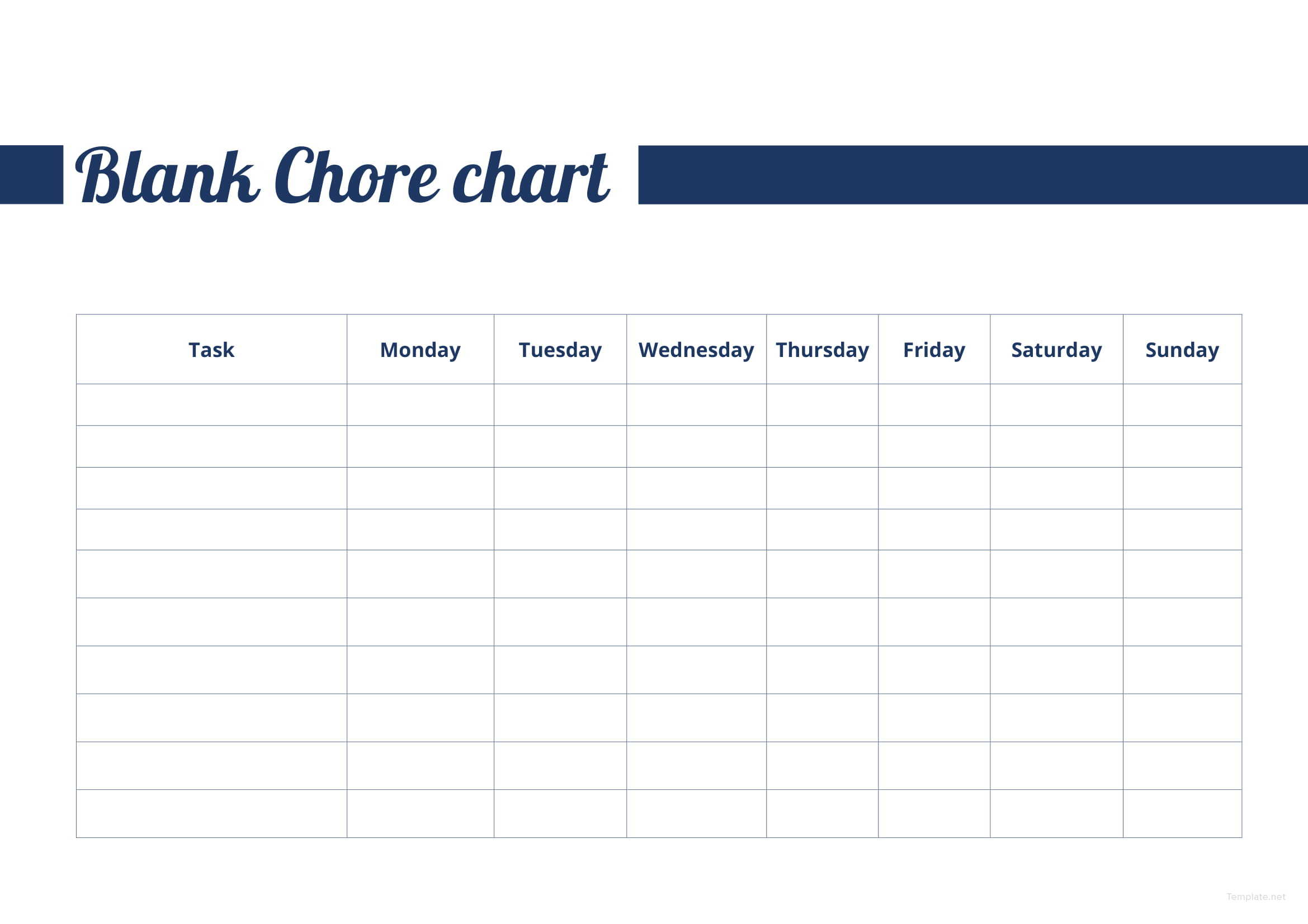 Blank Chore Chart Template In Microsoft Word Template