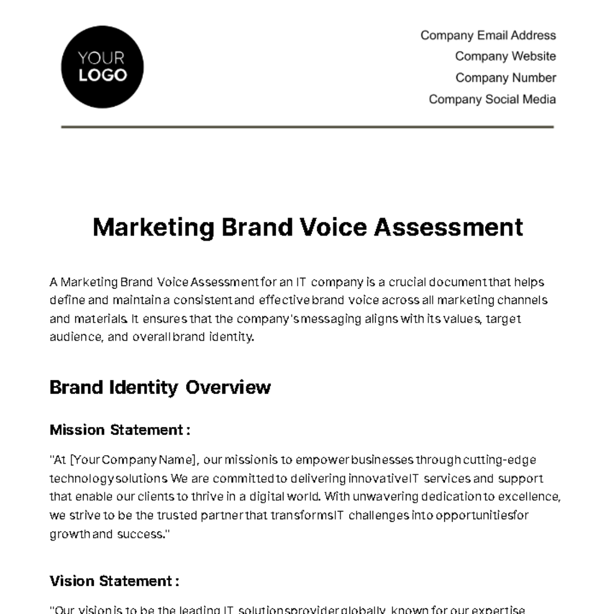 Marketing Brand Voice Assessment Template