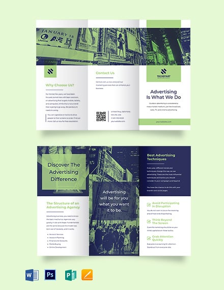 Free Outdoor Advertising Tri-Fold Brochure Template - Word, Apple Pages, PSD