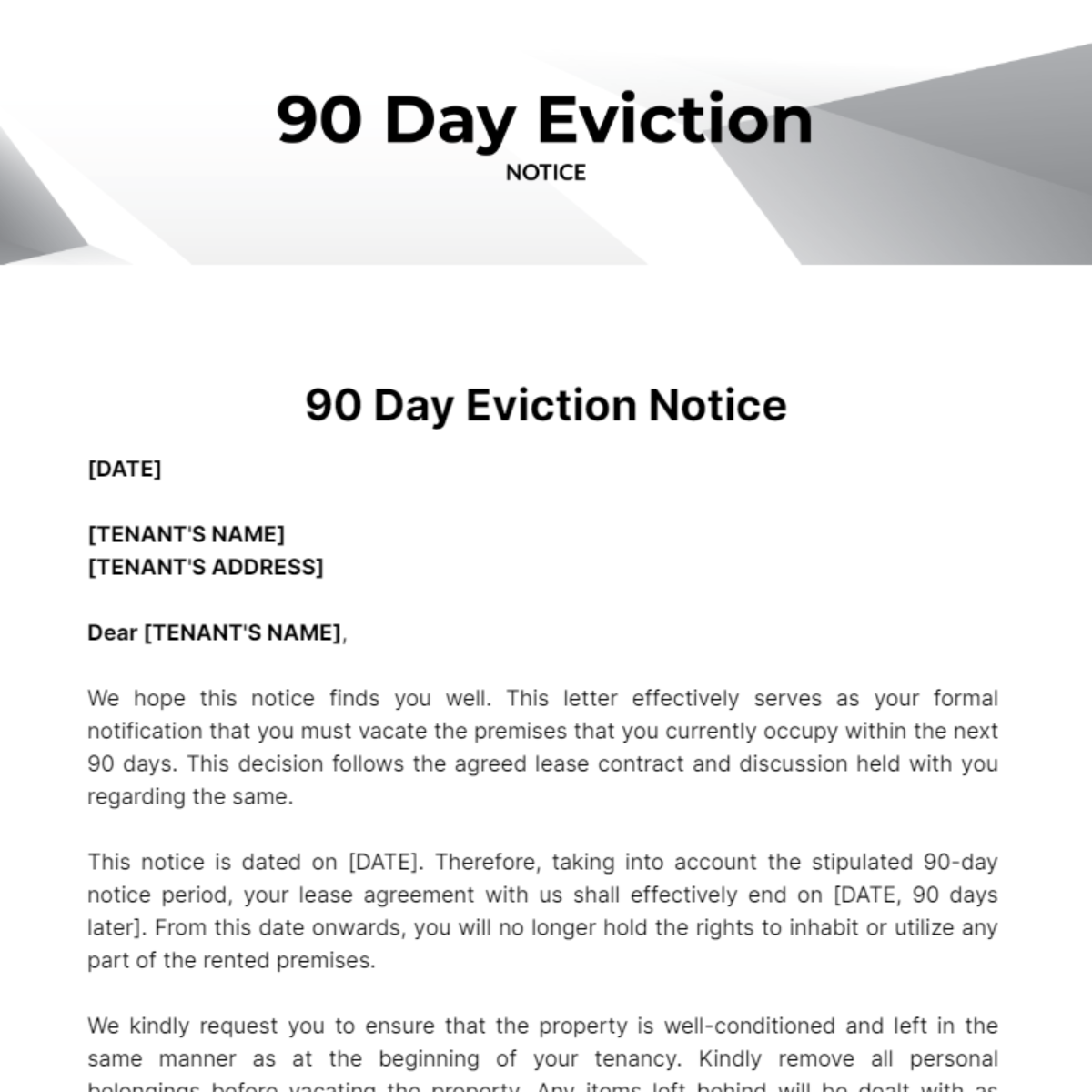 Free 90 Day Eviction Notice Template To Edit Online Free 90 Day Eviction Notice Template To Edit Online