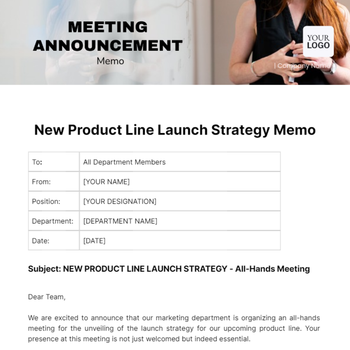 Meeting Announcement Memo Template - Edit Online & Download