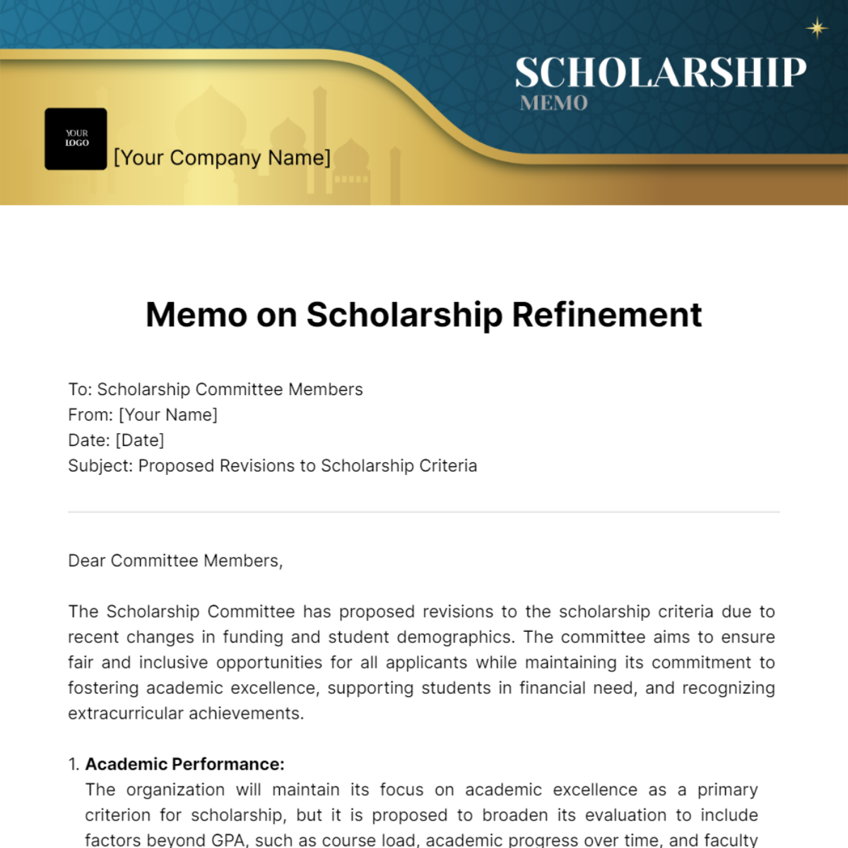 Scholarship Memo Template - Edit Online & Download