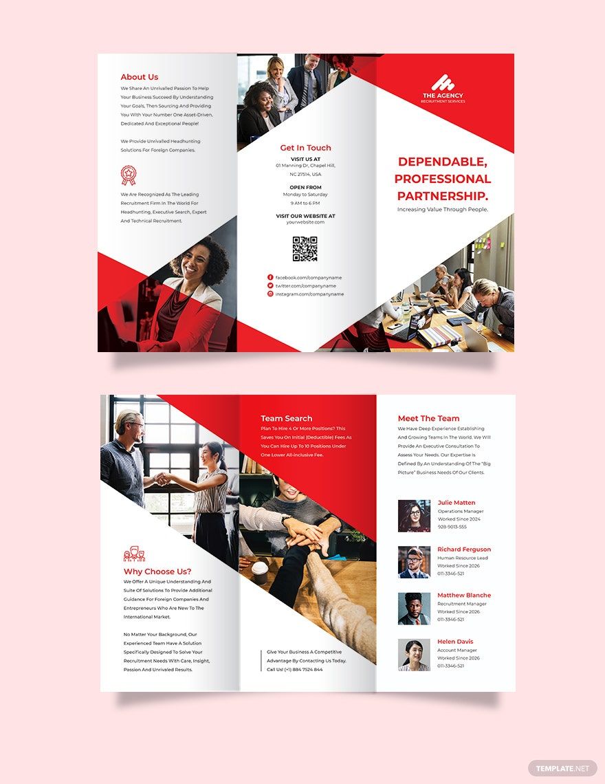 Recruitment Company Tri-Fold brochure Template