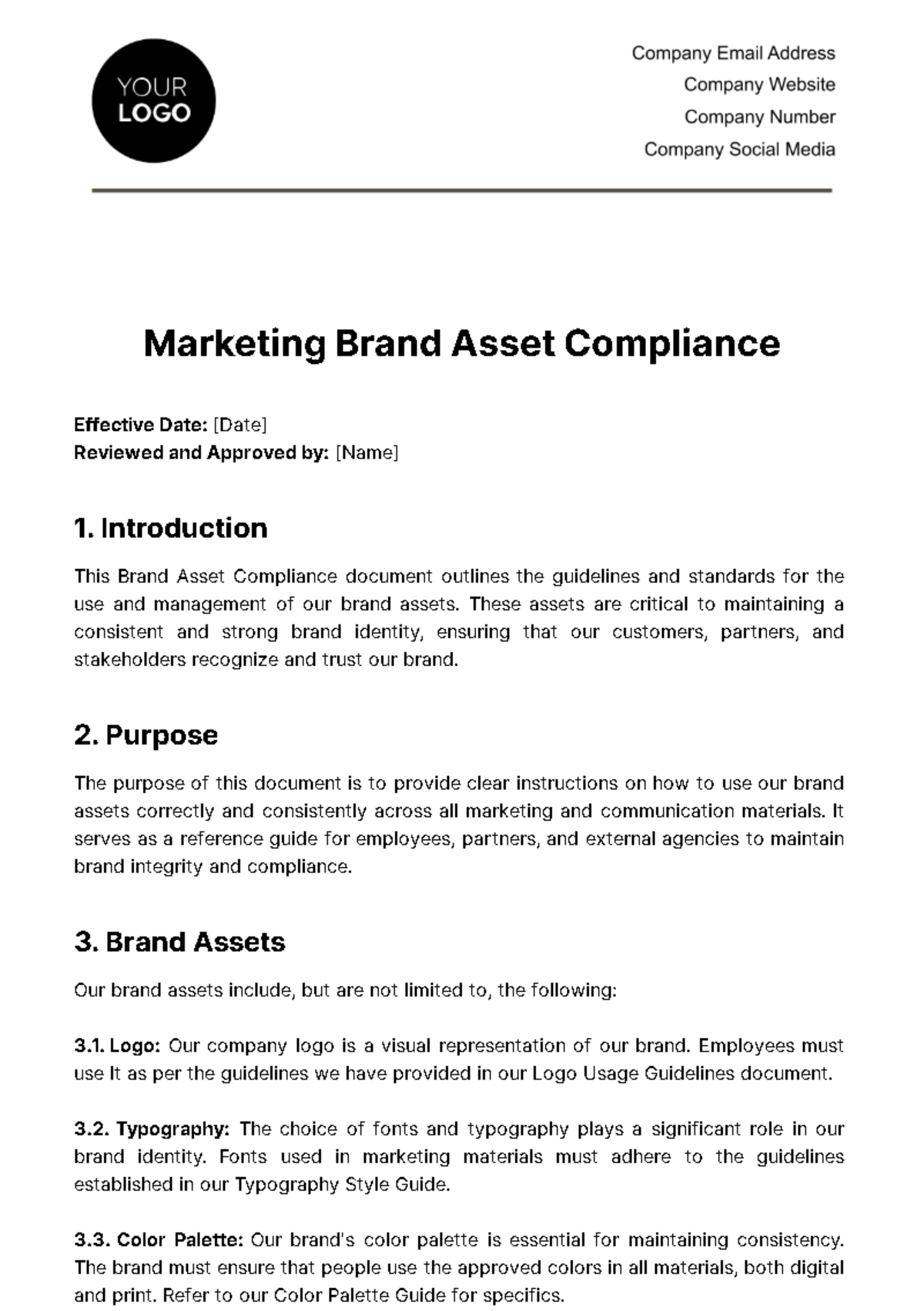 Free Marketing Brand Asset Compliance Template
