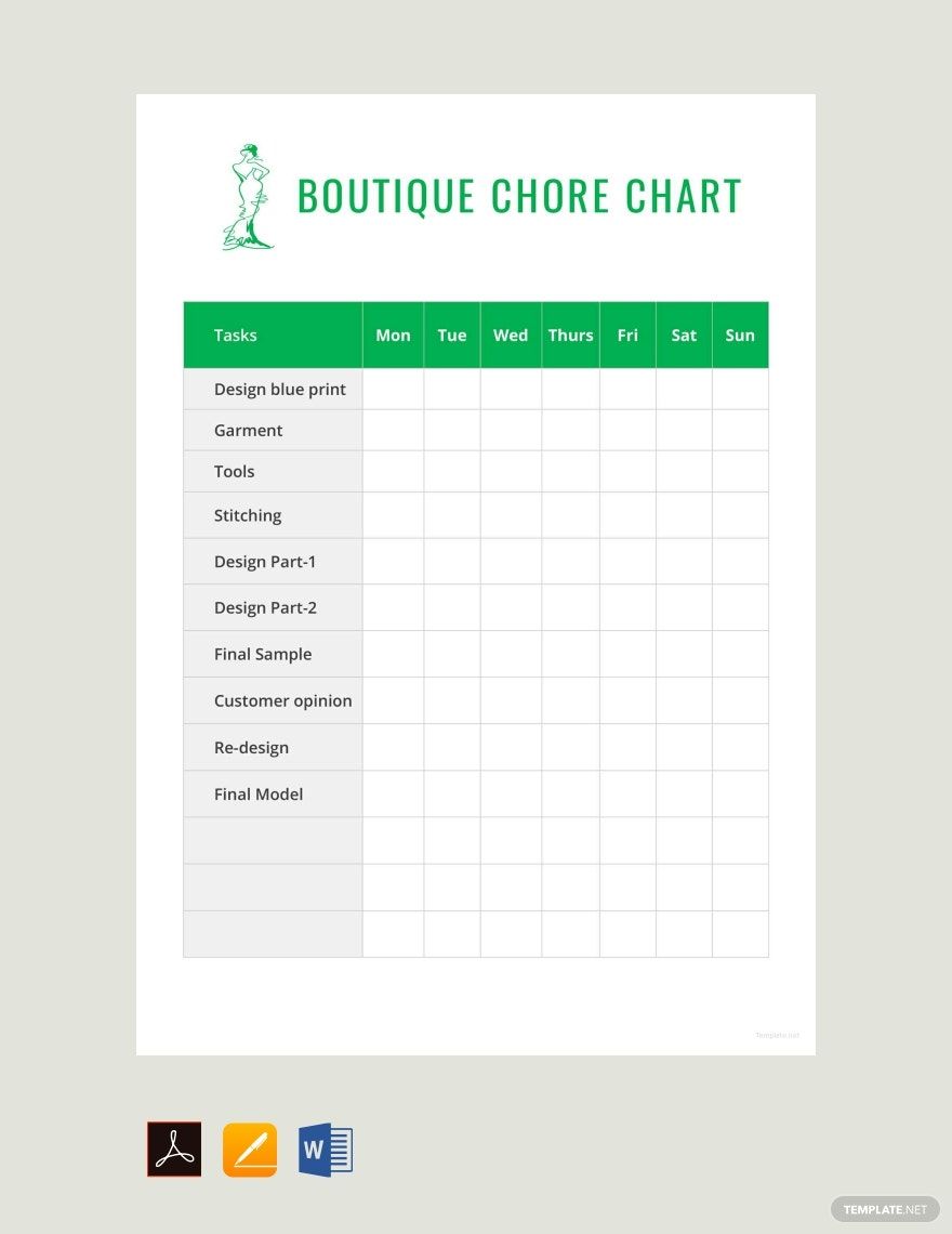 Free Boutique Chore Chart Template