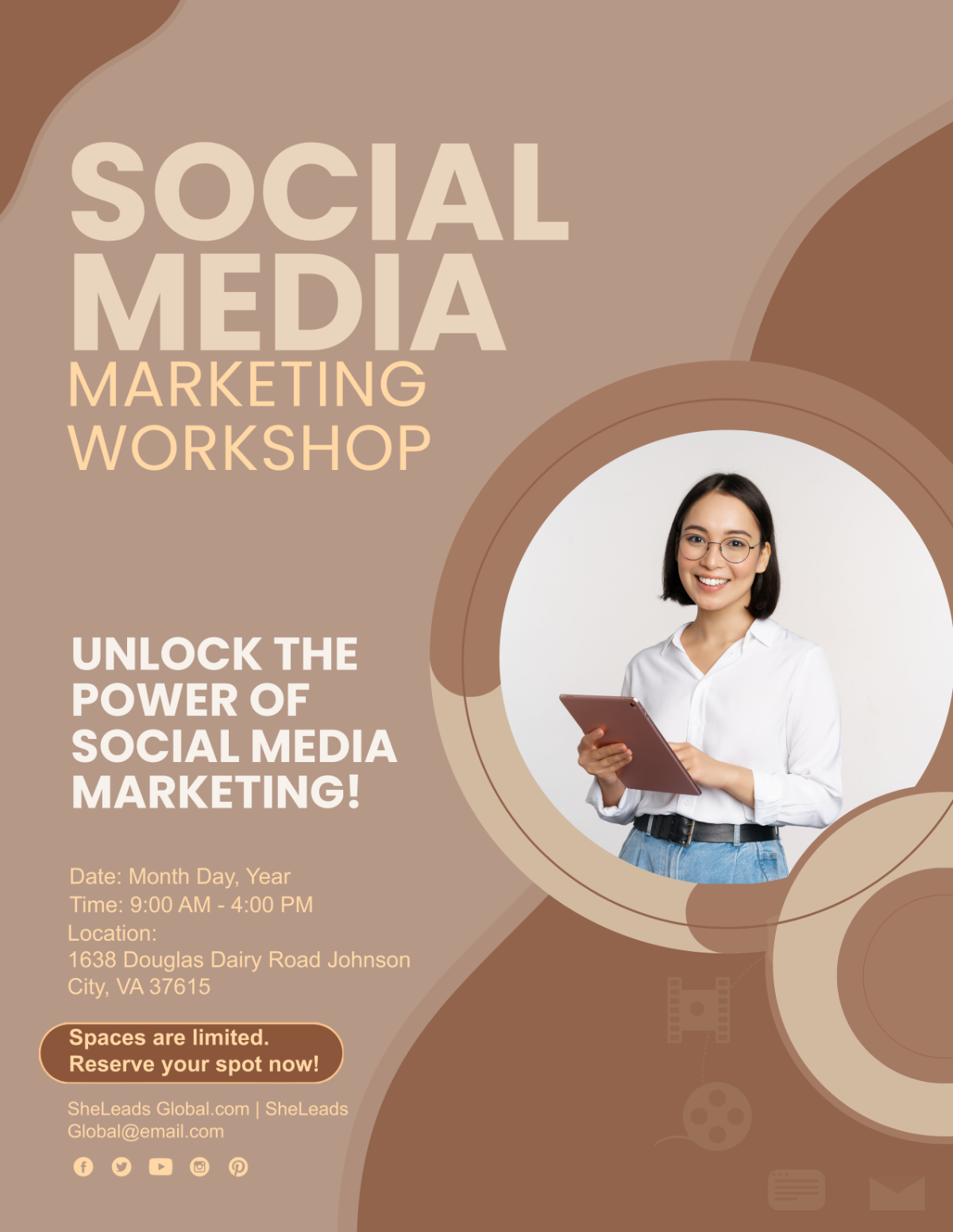 Social Media Marketing Workshop Flyer Template - Edit Online & Download