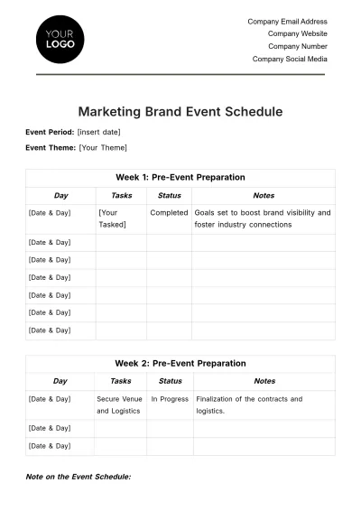 Free Marketing Brand Event Schedule Template to Edit Online
