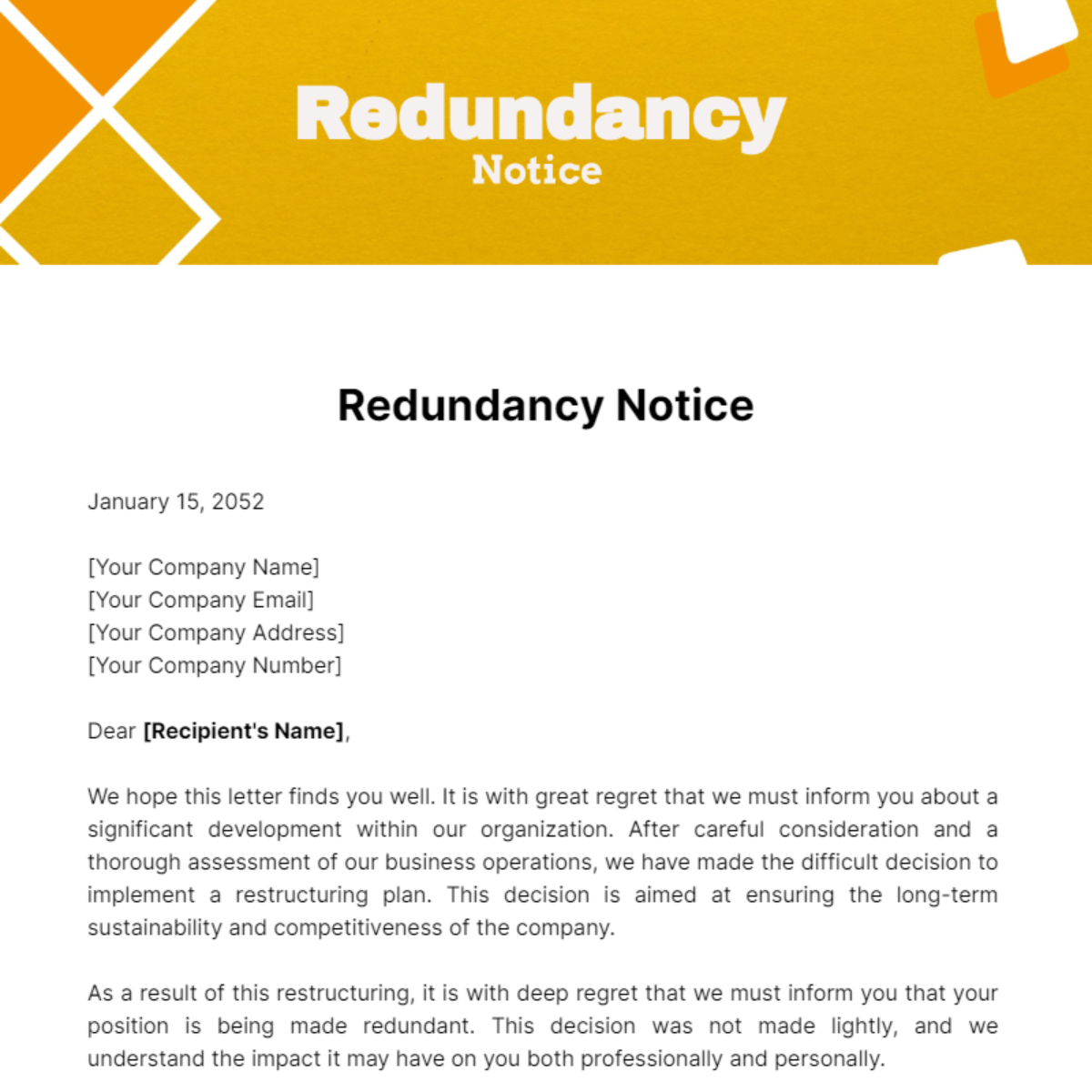 Company Redundancy