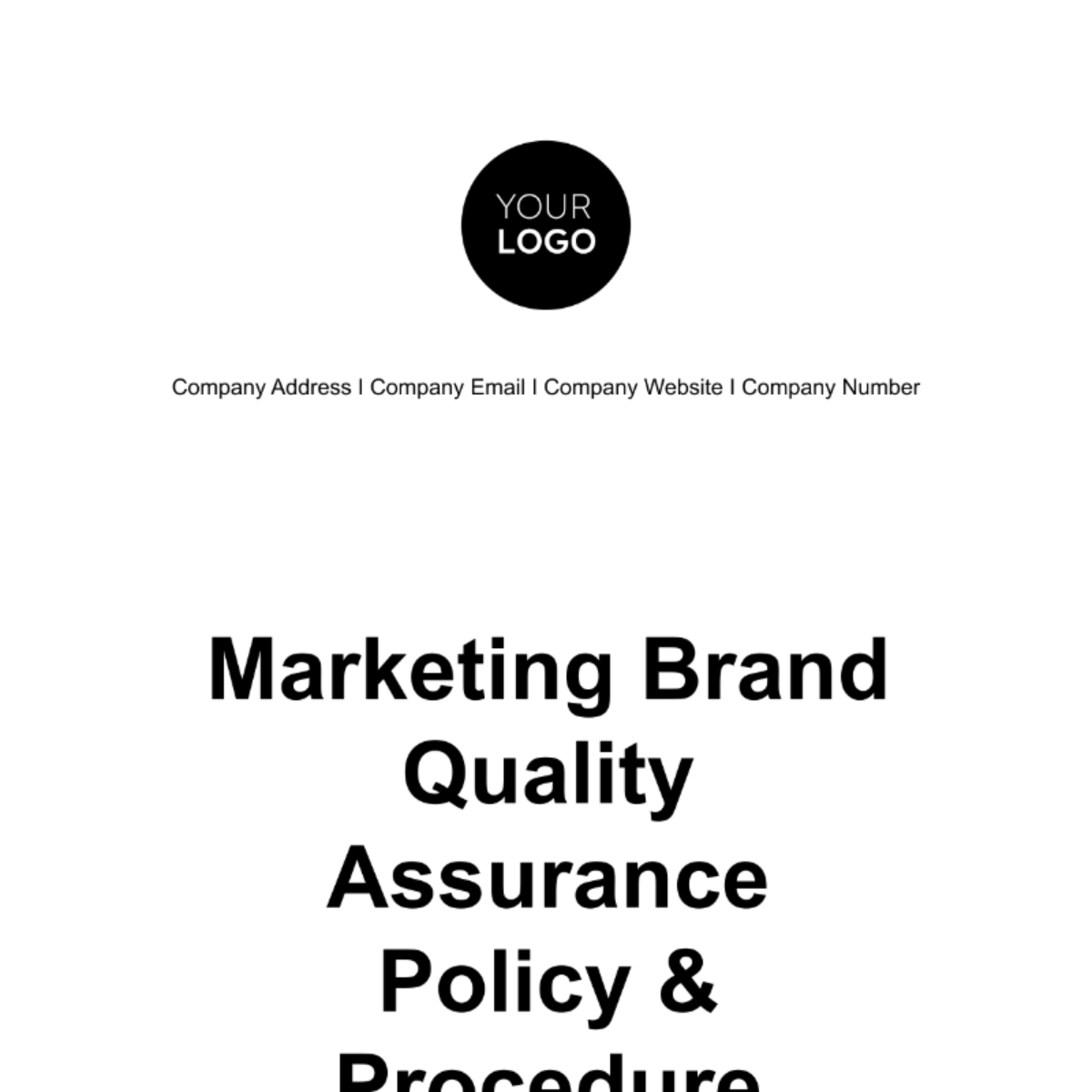 Marketing Brand Quality Assurance Policy & Procedure Template